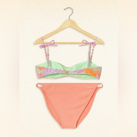 Ninety-Nine Degrees° NEW W Tags XXL Juniors Square Bikini Top W/ Coral Bottoms - Picture 3 of 5